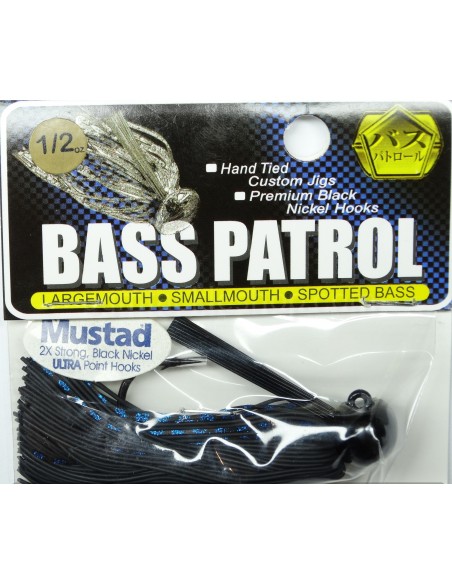 BASSPATROL JIG BLACK RUBBER/BLUE SILICON