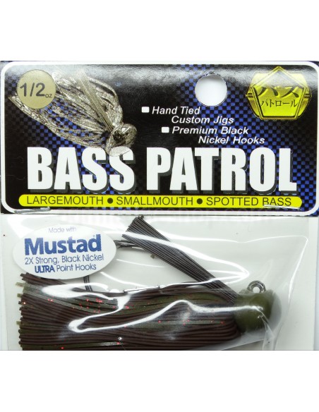 BASSPATROL JIG BROWN RUBBER/PUMPKIN RED FLAKE SILICON