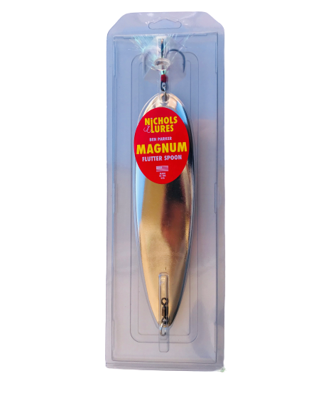 8" Nichols Lures Silver Chrome Ben Parker Magnum Flutter Spoon 3.5oz