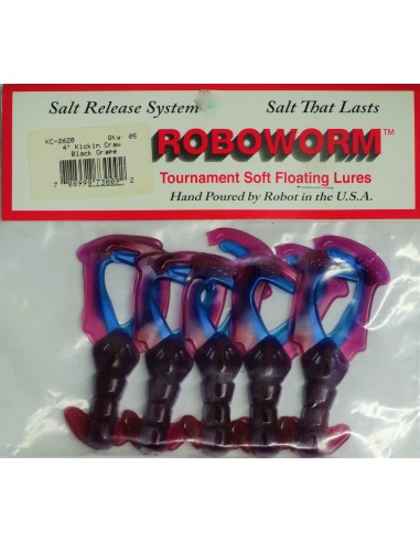 Roboworm Kickin Craw 4" 'Black grape' - 5ud