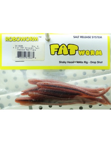 Roboworm 4,5" Fat Straight Tail Oxblood Red Flake 8ud