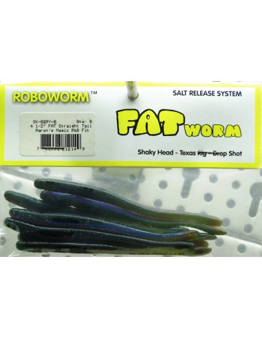 Roboworm Fat Straight Tail Aaron Magic R&B Flk 8ud