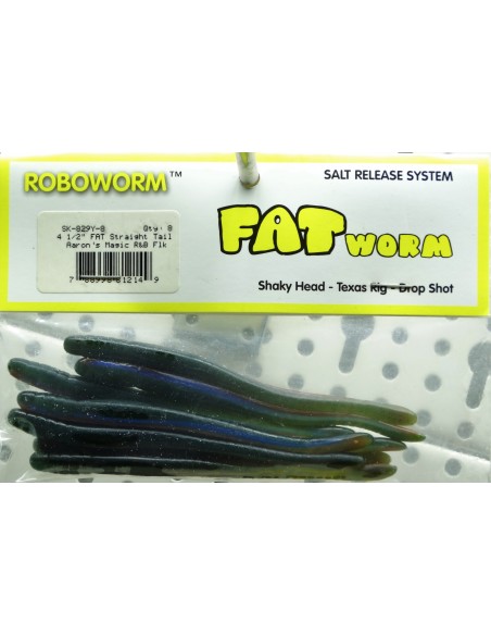 Roboworm Fat Straight Tail Aaron Magic R&B Flk 8ud