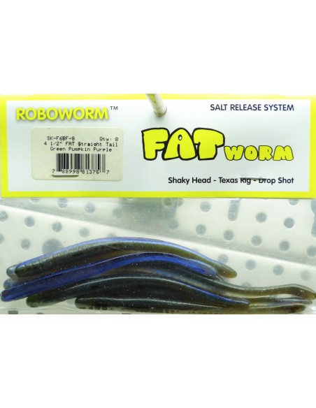 Roboworm 4,5" Fat Straight Tail Green Pumpkin Purple 8ud