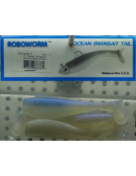 Roboworm Ocean Swimbait 5" Purple Blue Flash 3ud