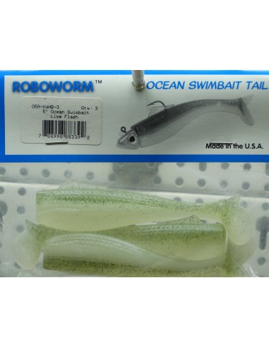 Roboworm Ocean Swimbait 5" Lime Flash...
