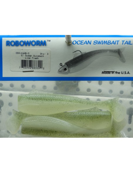 Roboworm Ocean Swimbait 5" Lime Flash 3ud