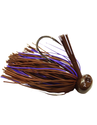 03 BASSPATROL Football Jig BROWN/PURPLE RUBBER