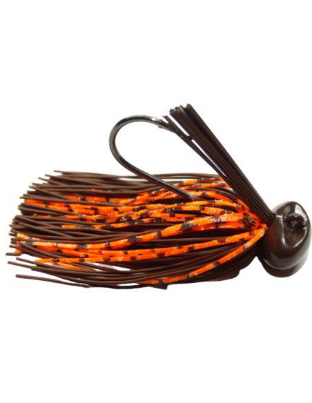 04 BASSPATROL Football Jig BROWN RUBBER/ORANGE SILICON