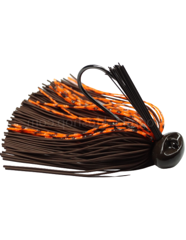 04 BASSPATROL Football Jig BROWN RUBBER/ORANGE SILICON