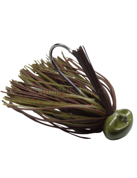 08 BASSPATROL Football Jig BROWN RUBBER/PUMPKIN RED FLAKE SILICON