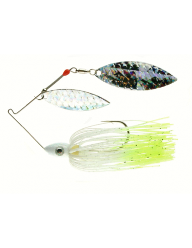 PULSATOR SHATTERED GLASS SPINNERBAIT White with Chartreuse Tips - Nichols Lures